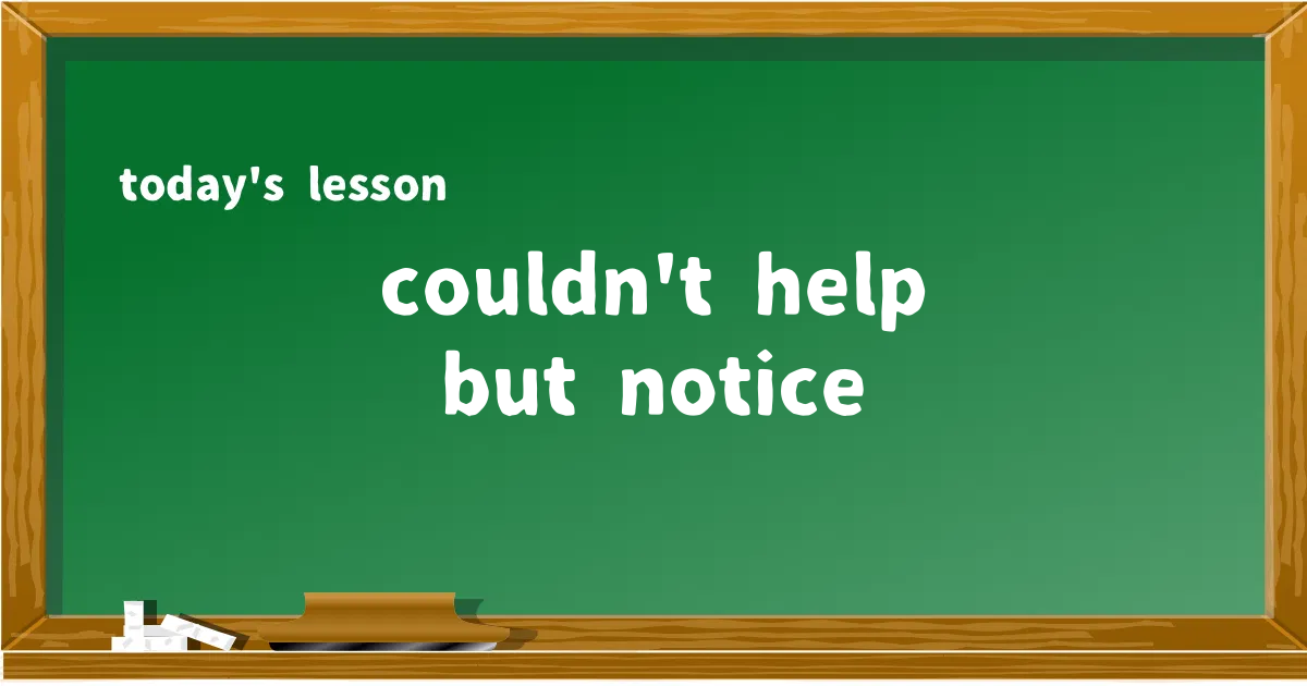 「couldn't help but notice」の意味と使い方を解説