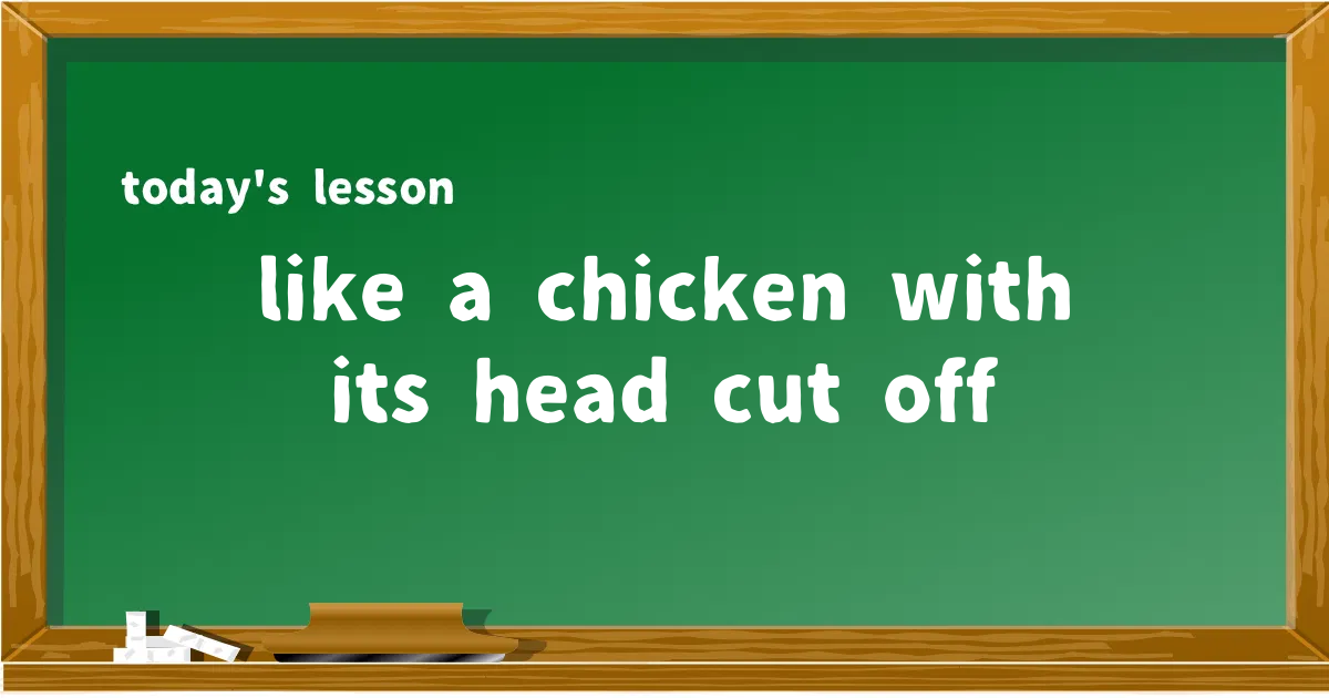 「like a chicken with its head cut off」の意味と使い方を解説