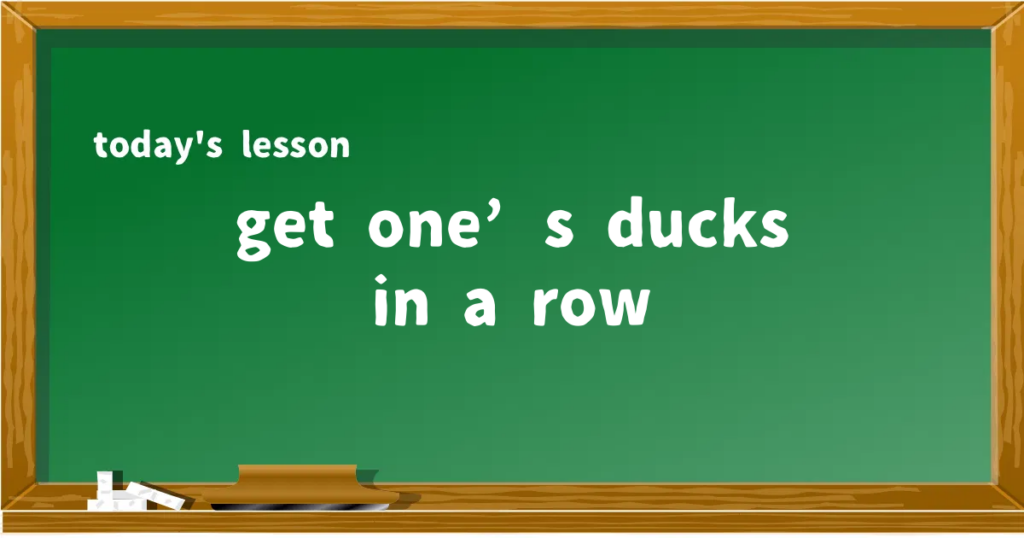 「get one’s ducks in a row」の意味と使い方を解説