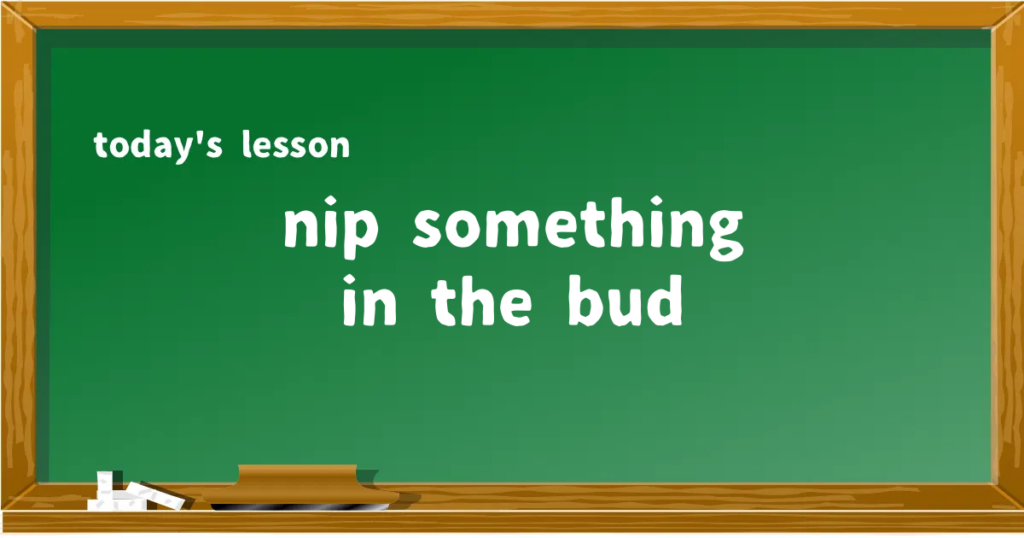 「nip something in the bud」の意味と使い方を解説