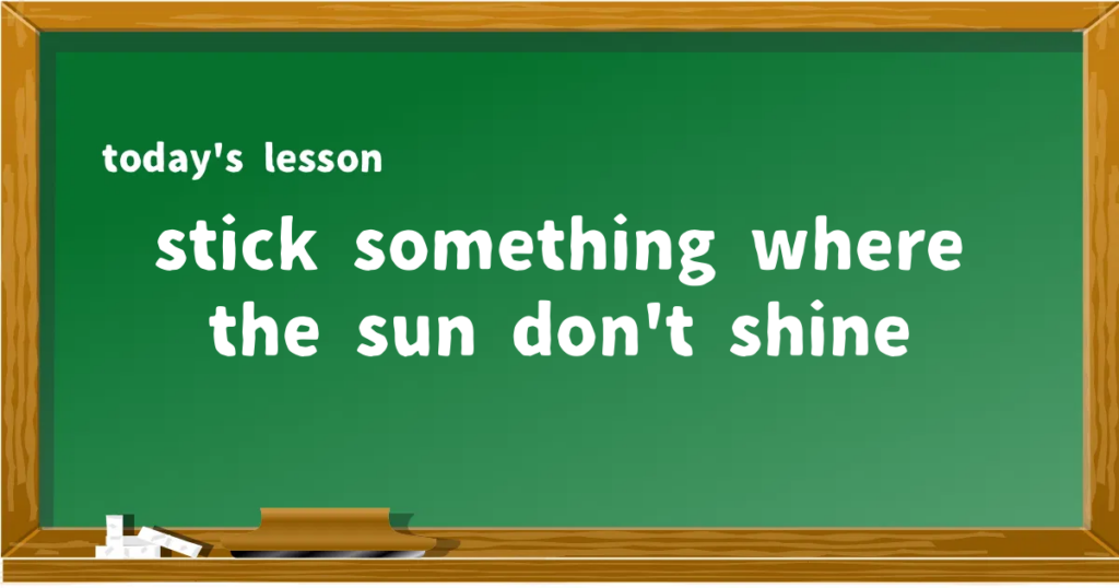 「stick something where the sun don't shine」の意味と使い方を解説