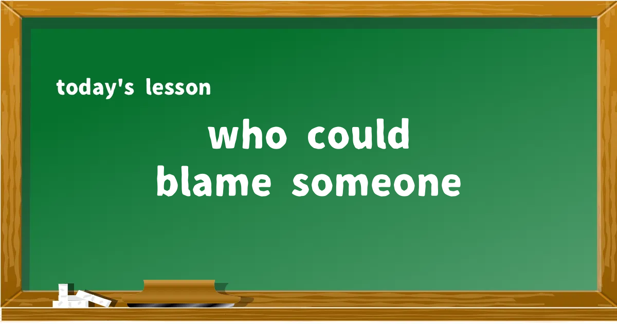 「who could blame someone」の意味と使い方を解説