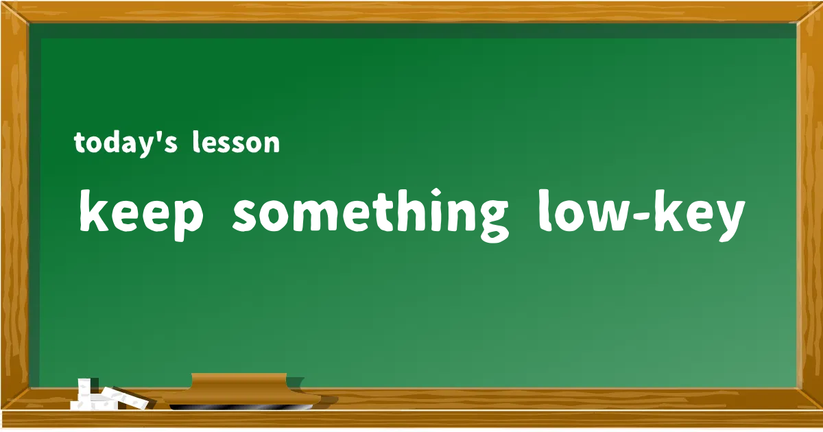 「keep something low-key」の意味と使い方を解説
